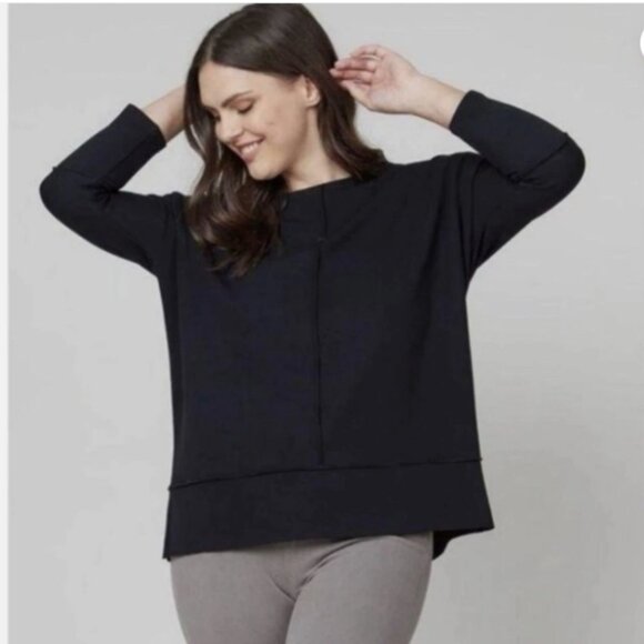 NWT 2X Spanx PLT (Perfect Length Top) Dolman Sweatshirt in Very Black (ABBA) - Picture 2 of 14